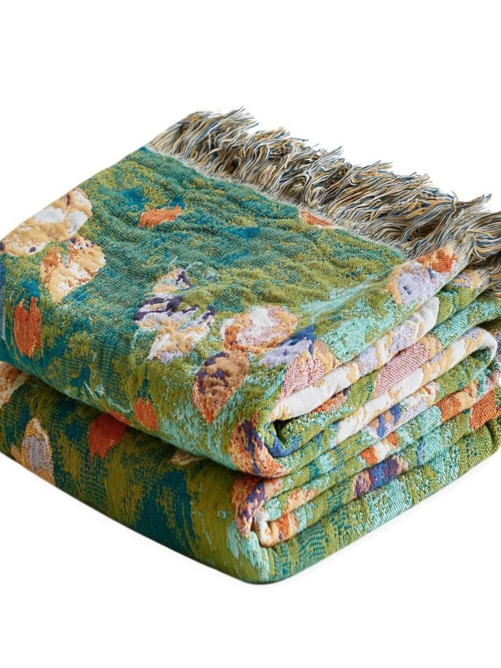 Boho Throw Blanket 50"x60" Cotton Floral Muslin Blanket for Sofa